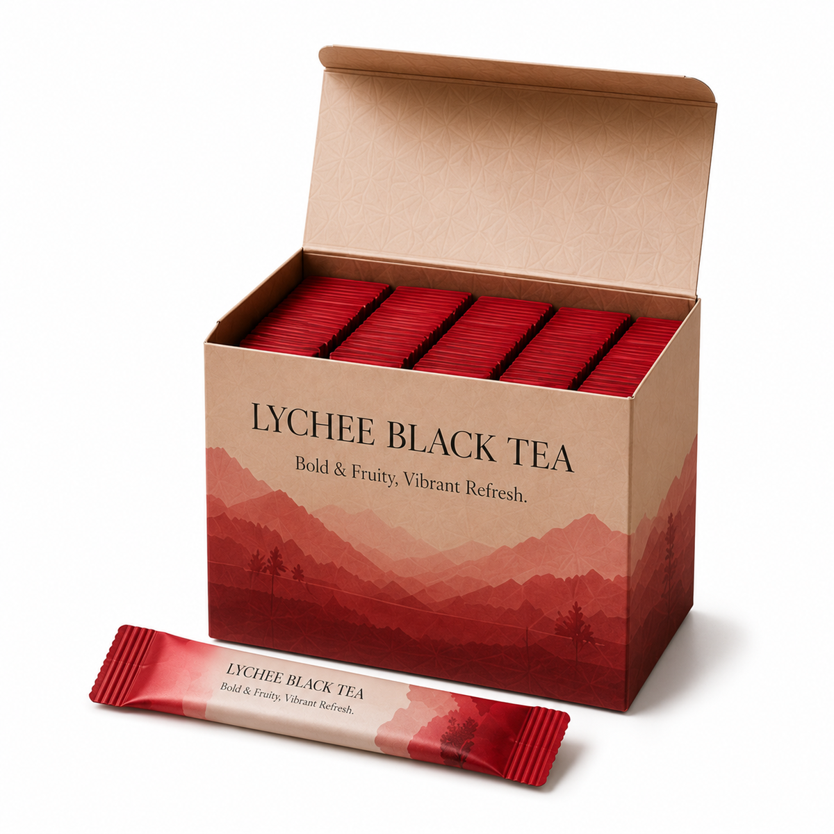 Lychee Black Tea Powder – 20 Single-Serve Sticks