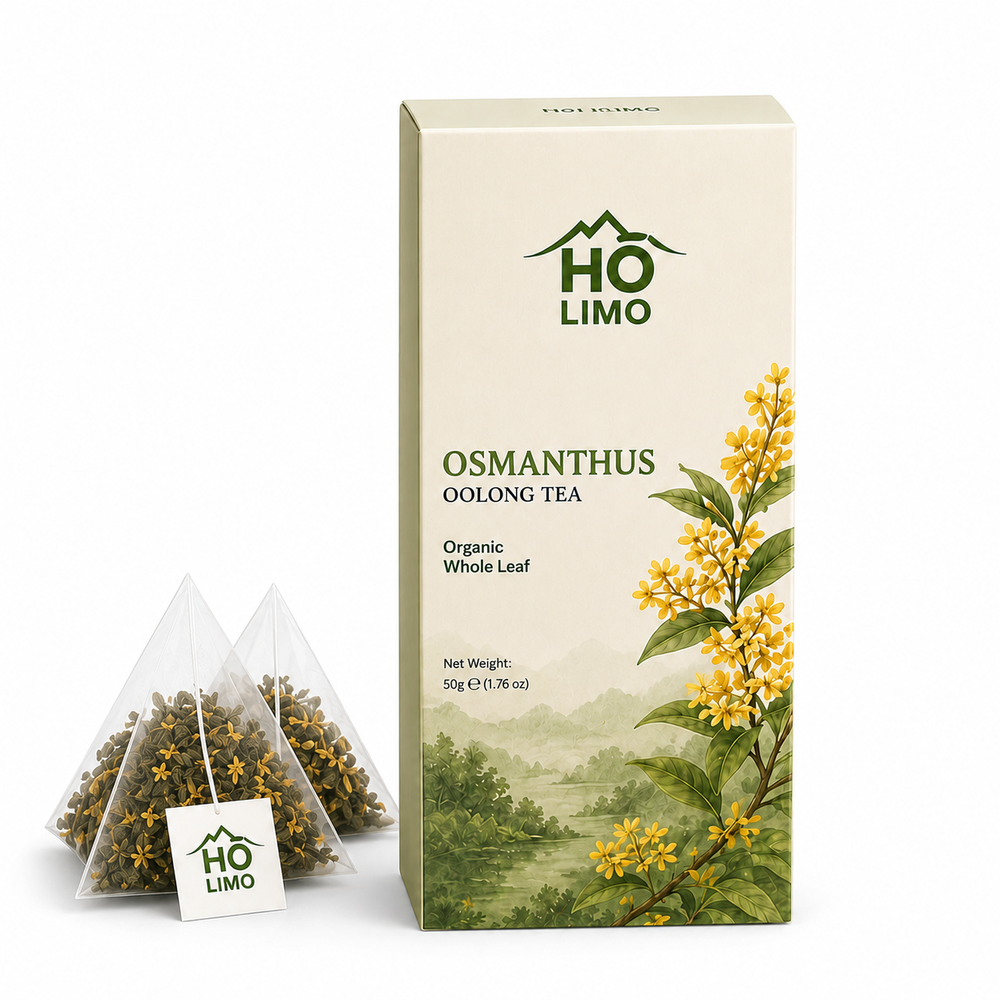HO LIMO Osmanthus Oolong Whole Leaf Pyramid Tea Bags – 10 Pack