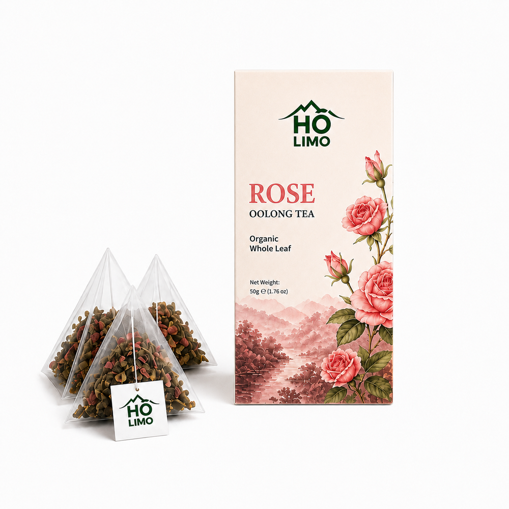 HO LIMO Rose Oolong Whole Leaf Pyramid Tea Bags – 10 Pack