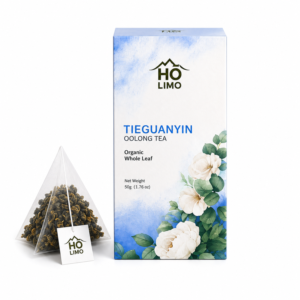 HO LIMO Tieguanyin Oolong Whole Leaf Pyramid Tea Bags – 10 Pack