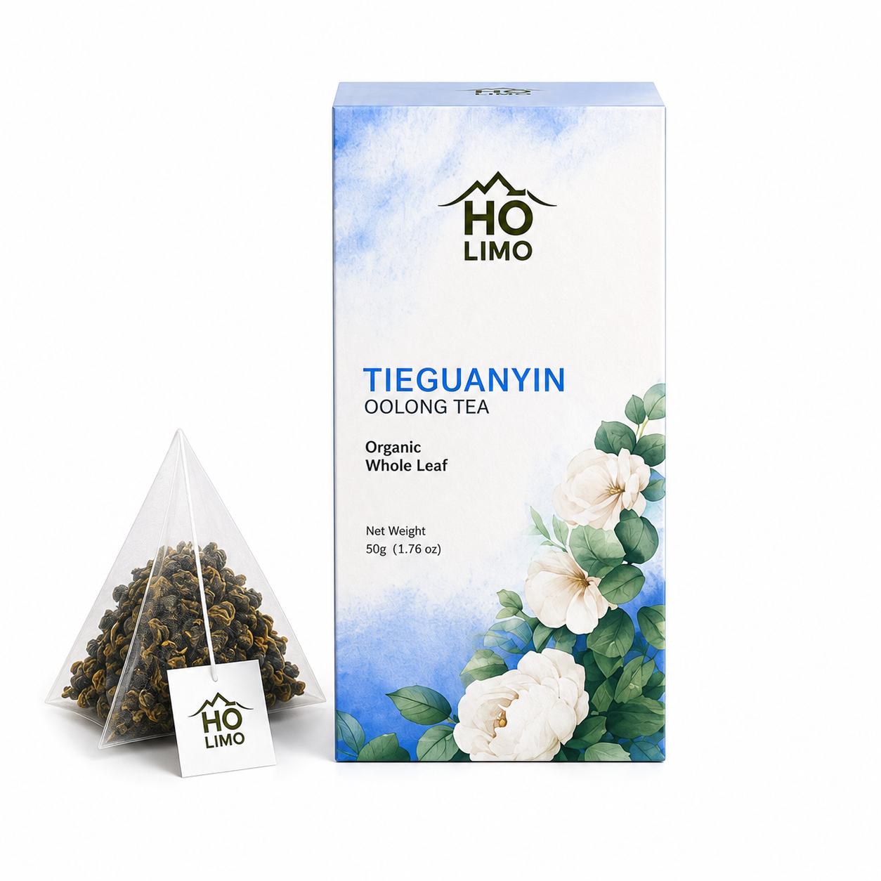HO LIMO Tieguanyin Oolong Whole Leaf Pyramid Tea Bags – 10 Pack