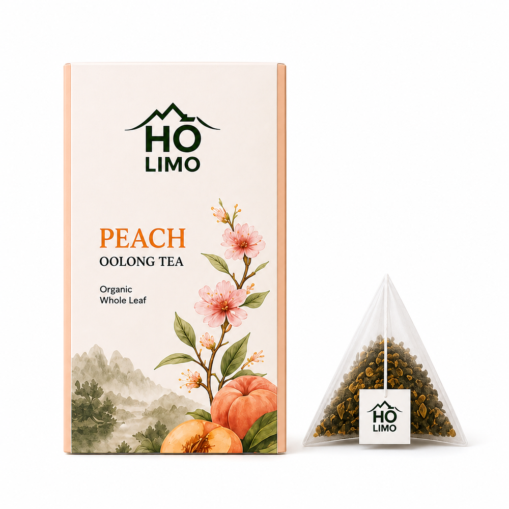 HO LIMO Peach Oolong Whole Leaf Pyramid Tea Bags – 10 Pack