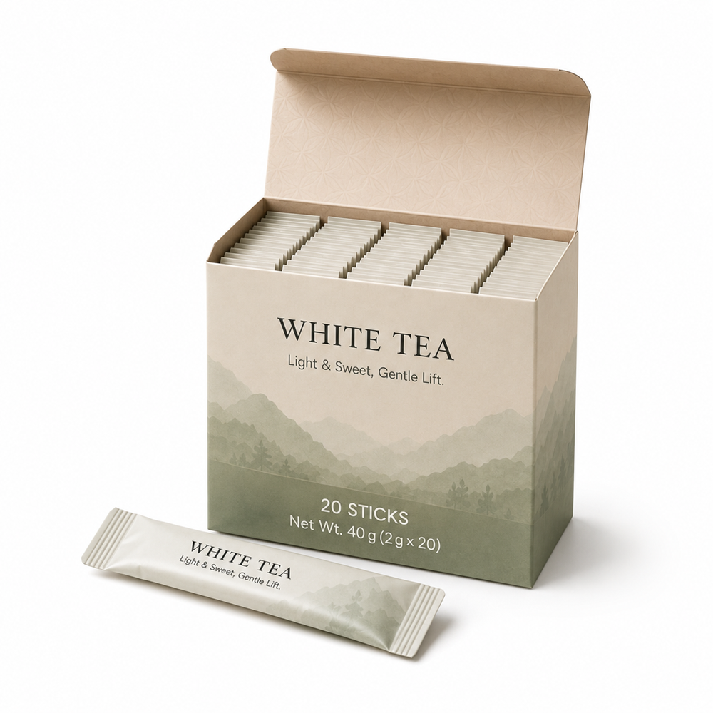 Pure White Tea Powder – 20 Single-Serve Sticks