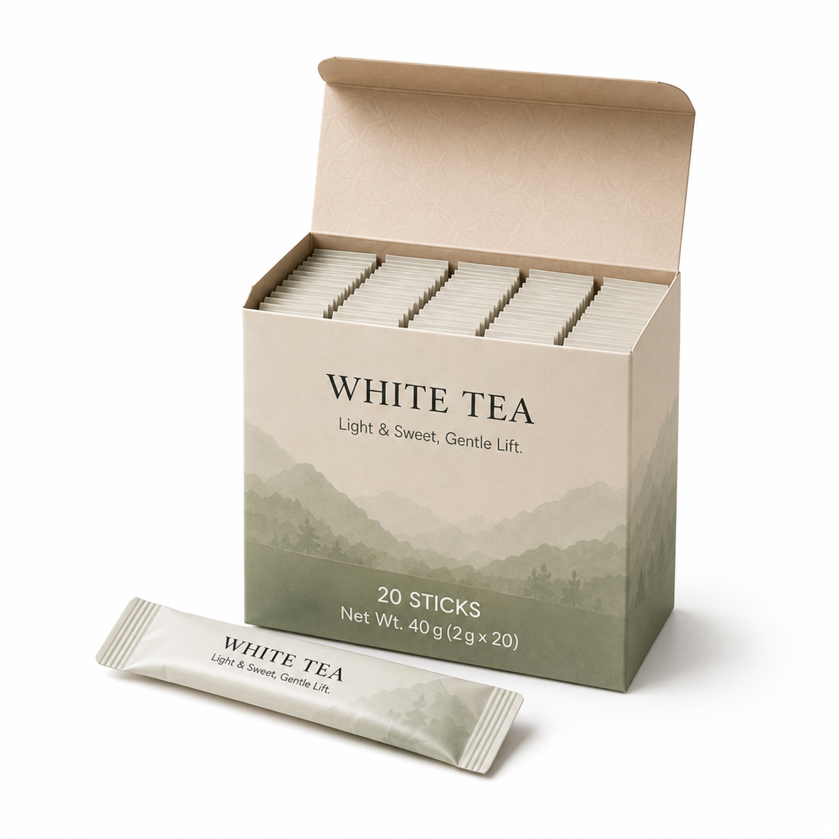 Pure White Tea Powder – 20 Single-Serve Sticks